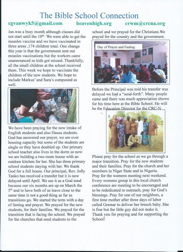 Feb Prayer Letter