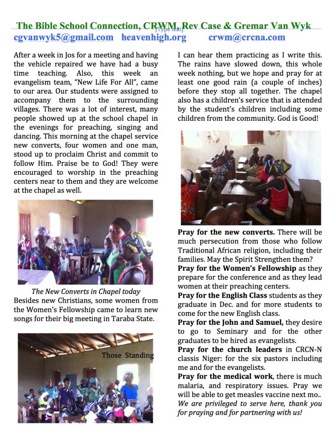 Nov Prayer Letter 2015